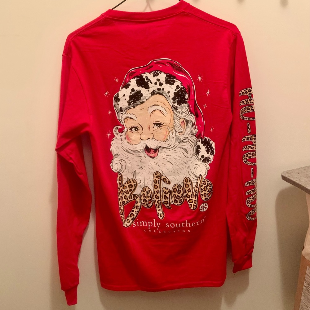 Simply Southern Santa Leopard Cow Print Shirt